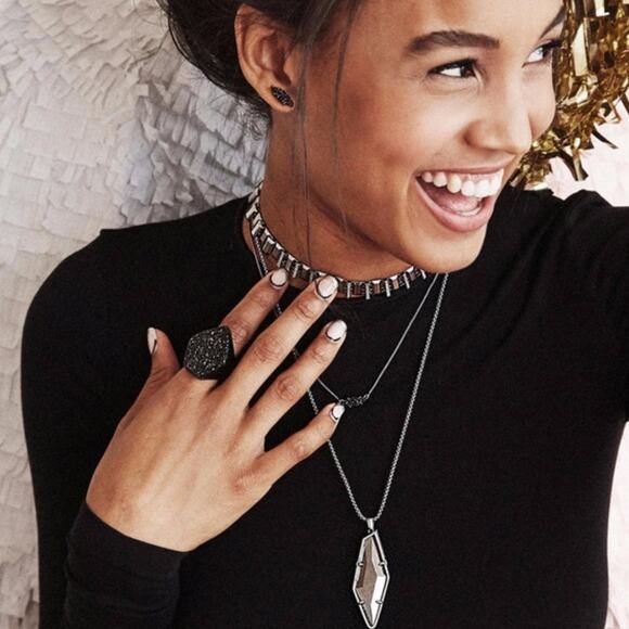 NWT! Kendra Scott Brook Gunmetal Stud Earrings in Multi Drusy - Picture 3 of 5